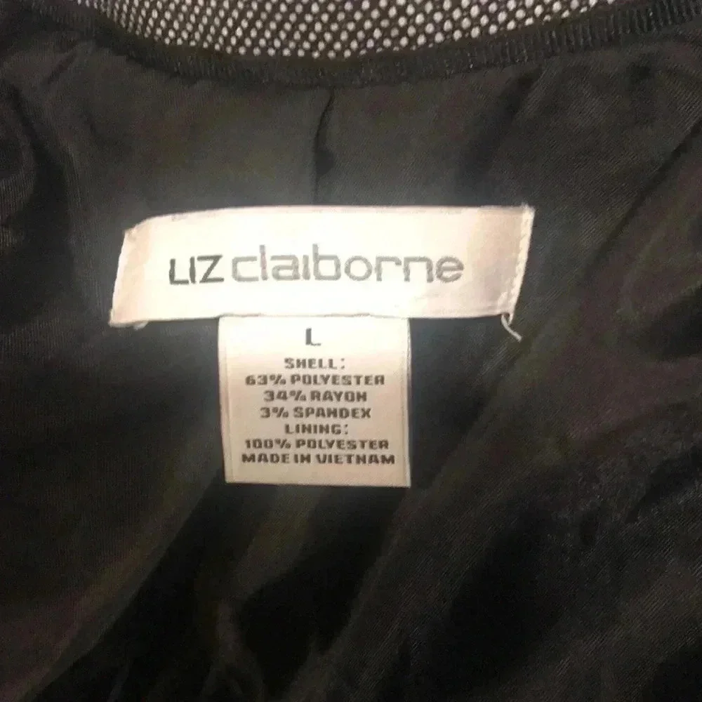 Liz Claiborne Gray & Black Single Button Blazer with Functional Pockets-Size L